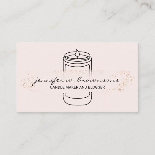 Blush Pink elegant simple soy candle Business Card
