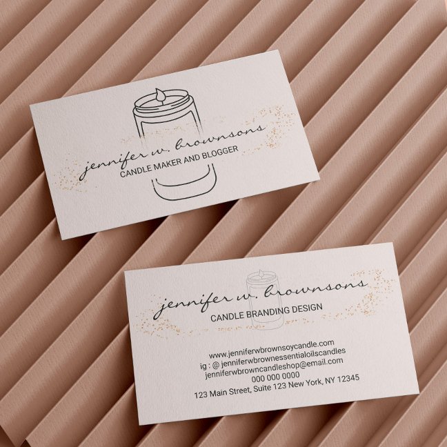 Blush Pink elegant simple soy candle Business Card