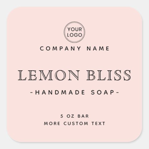 Blush pink elegant square product labels