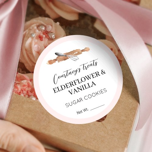 Blush Pink Elegant Sugar Cookies Dessert Packaging Classic Round Sticker
