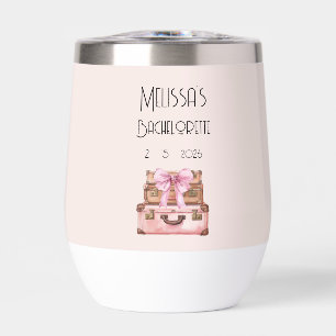 Blush Pink Elegant Traveling Bridal Bachelorette Thermal Wine Tumbler