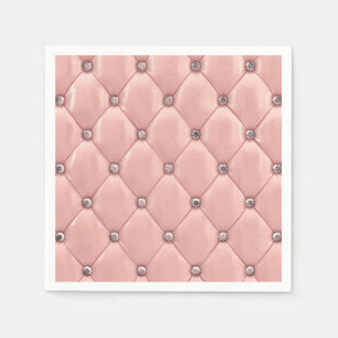 Blush Pink Elegant Tufted Metallic Leather Napkins
