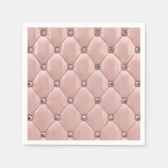 Blush Pink Elegant Tufted Metallic Leather Napkins (Front)