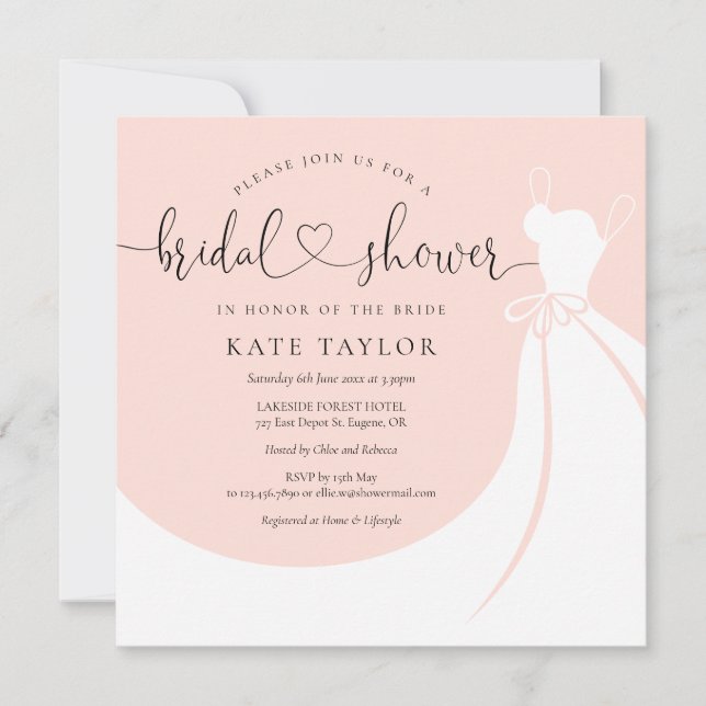 Blush Pink Elegant Wedding Dress Bridal Shower (Front)