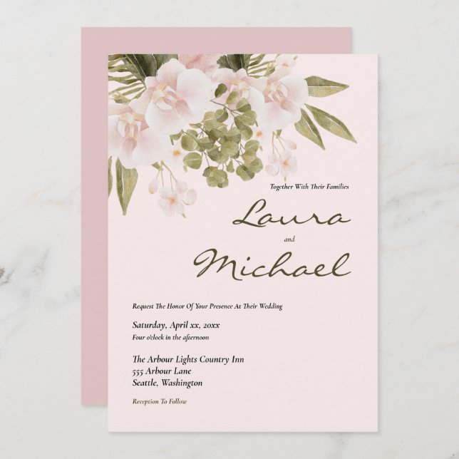 Blush Pink Elegant Wedding Invitation (Front/Back)