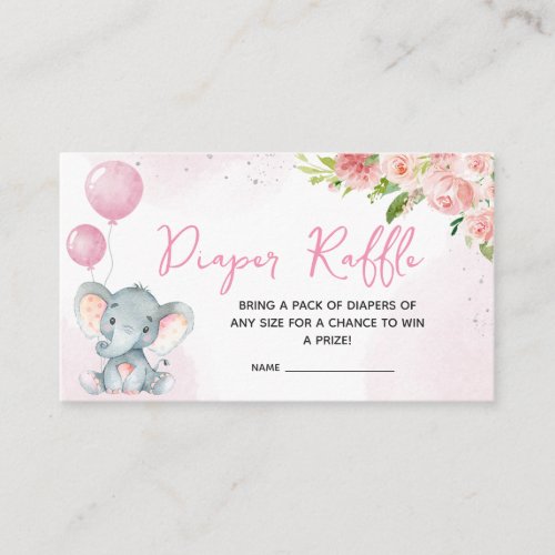 Blush Pink Elephant Baby Shower Enclosure Card