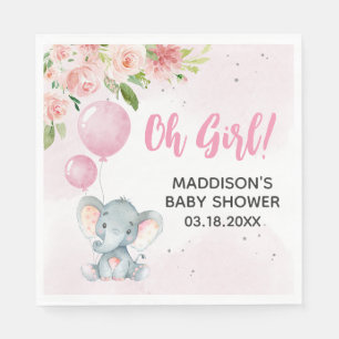 Blush Pink Elephant Baby Shower Napkins