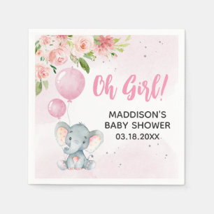 Blush Pink Elephant Baby Shower Napkins