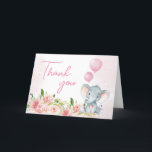 Blush Pink Elephant Baby Shower Thank You Card<br><div class="desc">Express your gratitude with Girl Elephant Baby Shower Thank You Card Printable,  a perfect way to share your heartfelt thanks. Adorned with adorable baby motifs this customizable card adds a touch of sweetness to your appreciation. Personalize to convey your thanks in the most charming and memorable way!

BS233</div>
