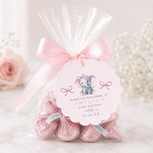 Blush Pink Elephant Girl Baby Shower Thank You Favor Tags