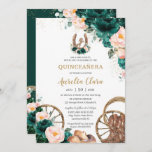 Blush Pink Emerald Green Wild West Quinceañera  Invitation<br><div class="desc">This chic Quinceañera invitation features watercolor blush pink, emerald green floral, flowers adorned horseshoe, cowboy boots, hat and western themed elements. Personalize it with your details easily and quickly, simply press the customise it button to further re-arrange and format the style and placement of the text. Also great for Sweet...</div>