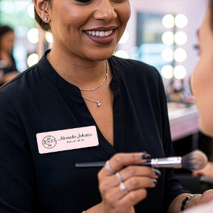 Blush Pink Employee Branding With Logo Name Tag