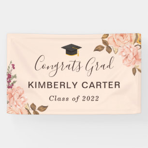 Blush Pink English Rose Graduate Graduation Party Banner