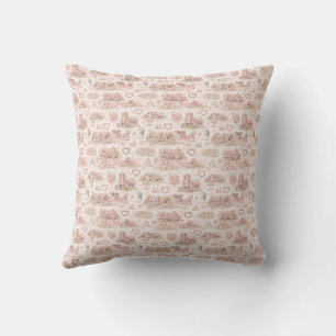 Blush Pink English Village Wedding Watercolor Throw Pillow