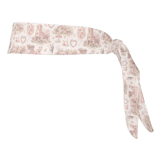 Blush Pink English Village Wedding Watercolor  Tie Headband (Rotate 90)