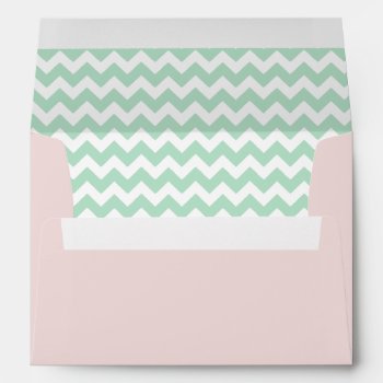 Blush Pink Envelope With Mint Green Chevron Print by Mintleafstudio at Zazzle
