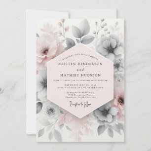 Blush Pink Ethereal Floral Wedding Invitation
