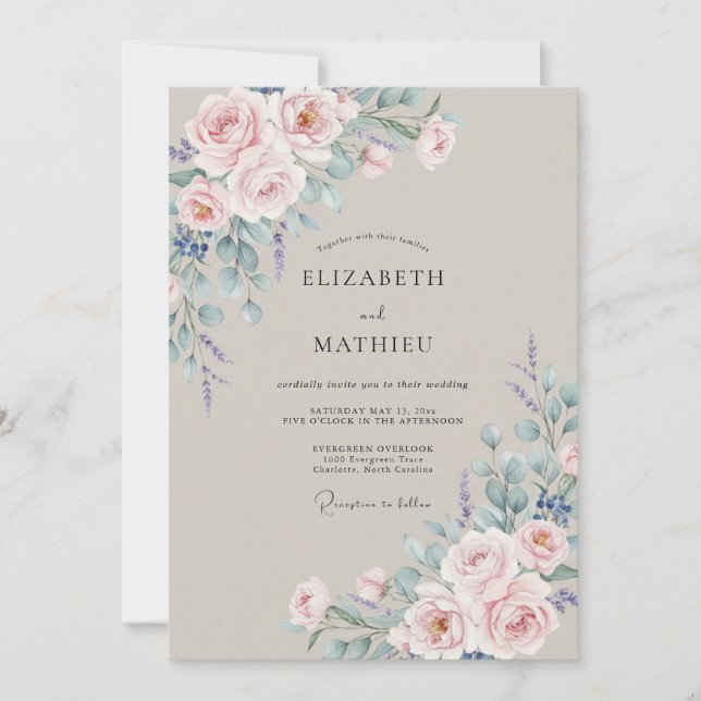 Blush Pink Ethereal Spring Wedding Invitation (Front)