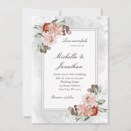 Blush Pink Eucalyptus Floral Christian Wedding Invitation