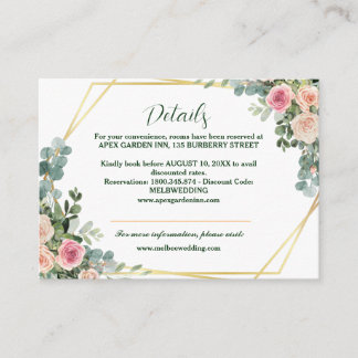 Blush Pink Eucalyptus Floral Geometric Wedding Enc Enclosure Card