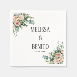 Blush Pink Eucalyptus Greenery Watercolor Wedding Napkins