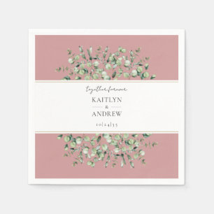 Blush Pink Eucalyptus Together Forever Wedding  Napkins