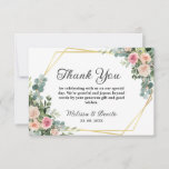 Blush Pink Eucalyptus Watercolor Geometric Wedding Thank You Card at Zazzle