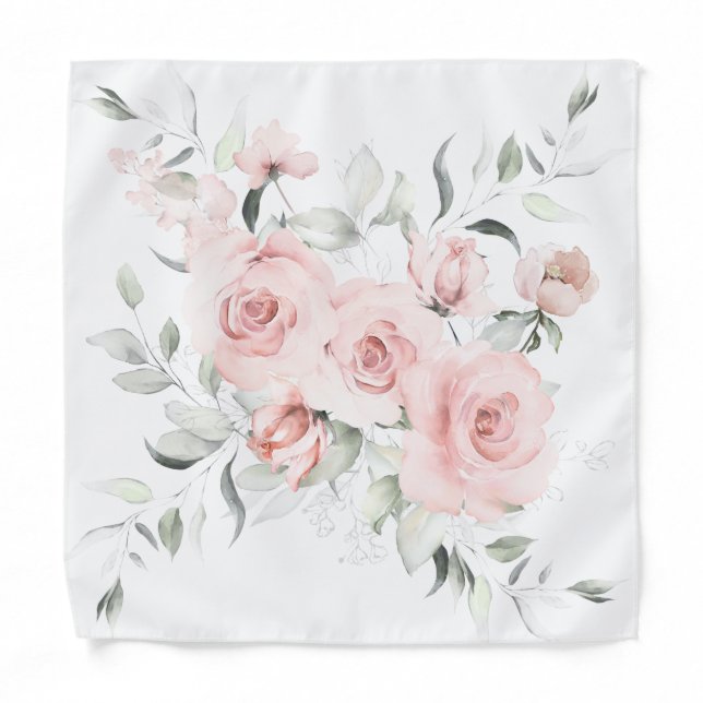 Blush Pink Eucalyptus Wedding Pocket Square Bandana (Front)