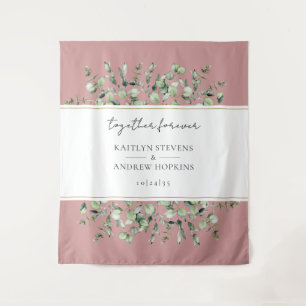 Blush Pink Eucalyptus Wedding Together Forever Tapestry