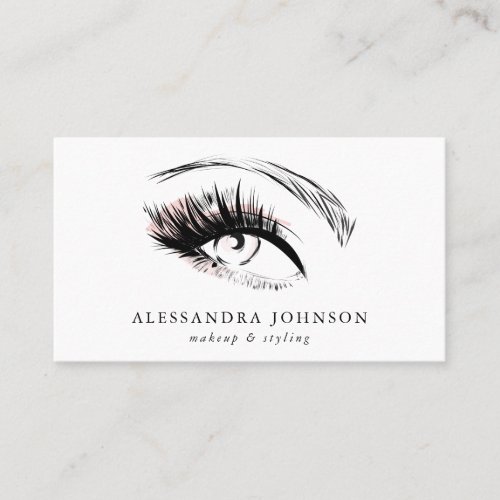 Blush Pink Eye Sketch Modern Makeup Artist Business Card