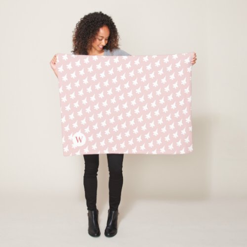 Blush Pink F_35 Patterned Custom Monogram Baby Fleece Blanket