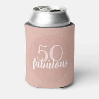 Blush Pink Fabulous Floral Mandala 50th Birthday Can Cooler