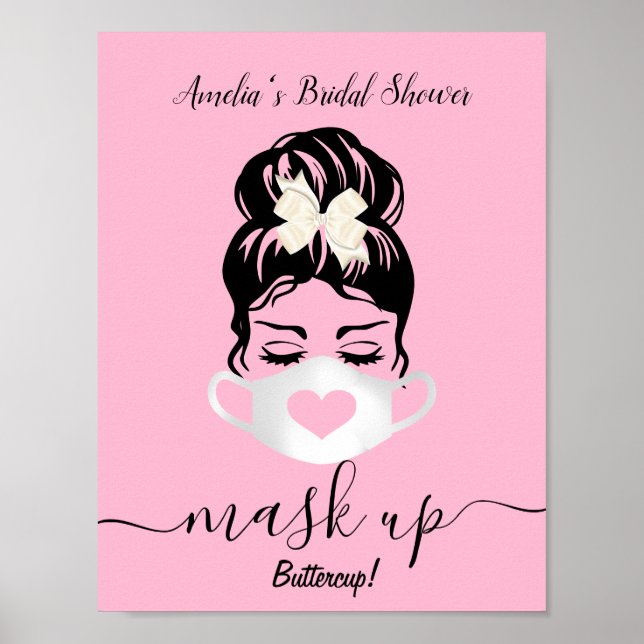 Blush Pink Face Mask Required Social Events Safety Poster (Front)