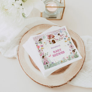 Blush Pink Fairy Baby Girl Shower Floral Forest Napkins