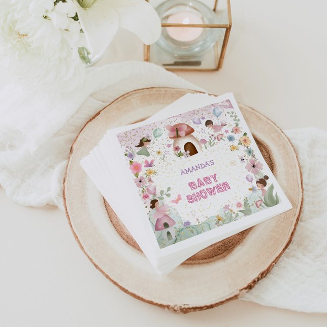 Blush Pink Fairy Baby Girl Shower Floral Forest Napkins (Creator Uploaded)
