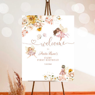 Blush Pink Fairy Birthday Welcome Sign
