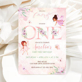 Blush Pink Fairy First Birthday Girl 1st Birthday Invitation