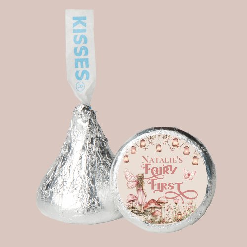 Blush Pink Fairy First Birthday Party Personalized Hersheys Kisses