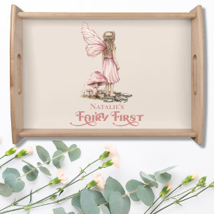 Blush Pink Fairy First Birthday Party Personalized Serving Tray