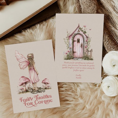 Blush Pink Fairy First Birthday Party Personalized Thank You Card