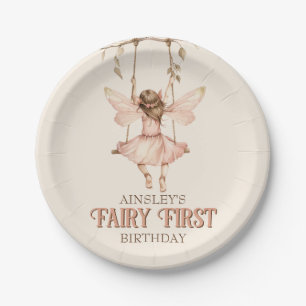 Blush Pink Fairy First Custom 1st Birthday Party Paper Plates