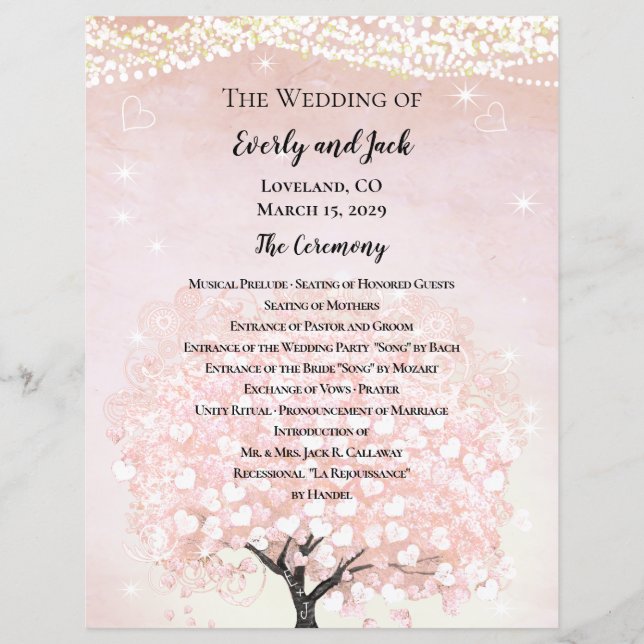 Blush Pink Fairytale Wedding Program (Front)