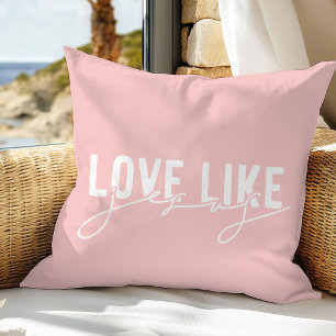 Blush Pink Faith quote Jesus Throw Pillow