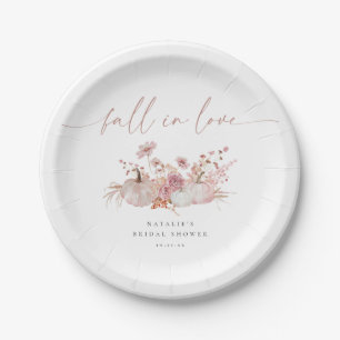 Blush Pink Fall in Love Bridal Shower Paper Plates