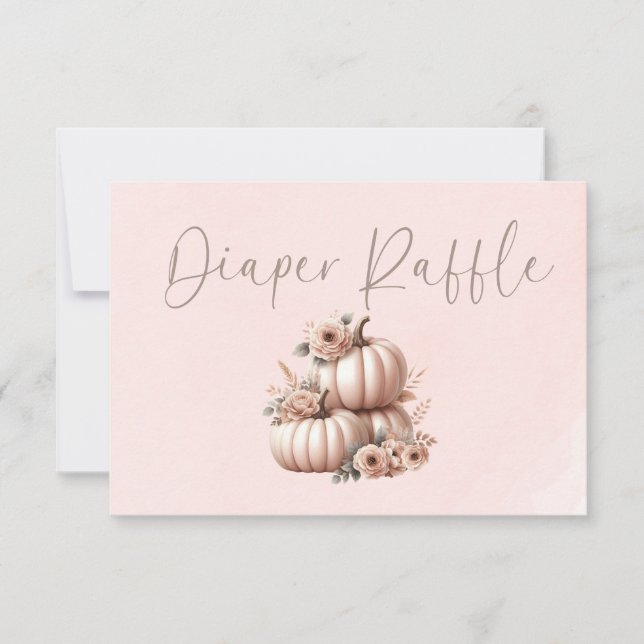  Blush Pink Fall Pumpkin Diaper raffle  Thank You Card (Front)