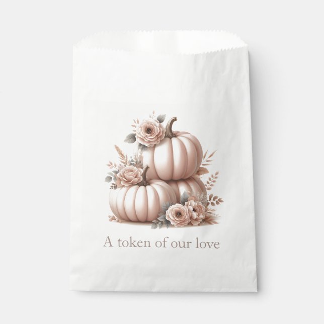 Blush Pink Fall Pumpkin favor bags (Front)