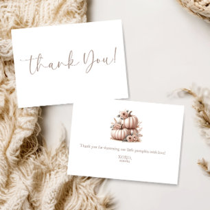 Blush Pink Fall Pumpkin Highland cow Thank you  Card