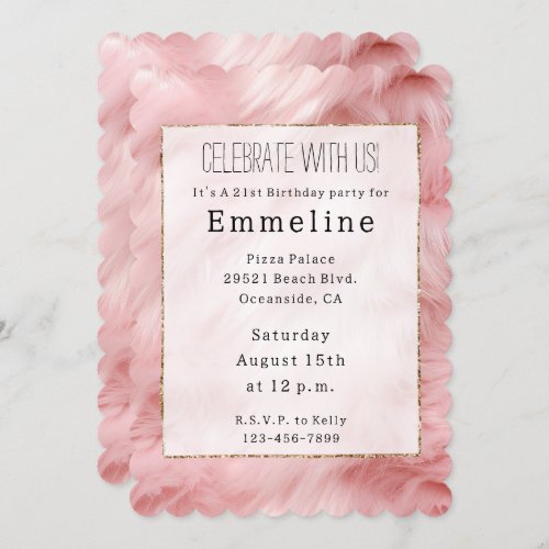 Blush Pink Faux Fur Invitation