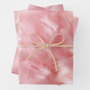 Blush Pink Faux Fur Wrapping Paper Sheets
