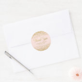 Blush Pink Faux Gold Glitter Wedding Thank You Classic Round Sticker (Envelope)